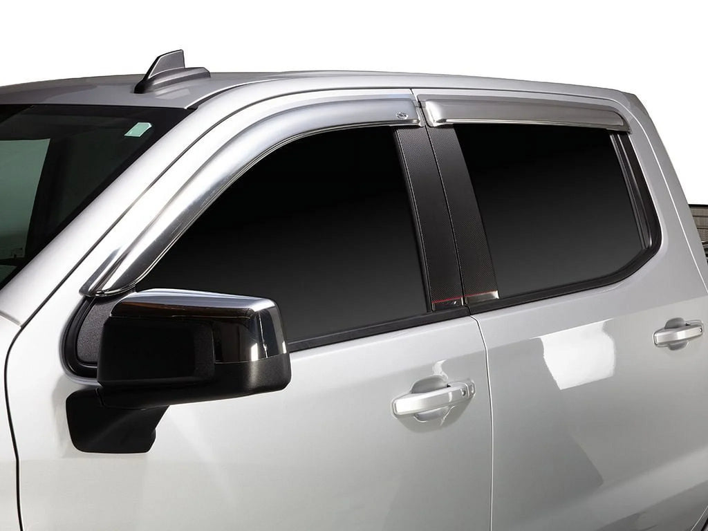 Auto Ventshade (AVS) by RealTruck Outside Mount Front Window Ventvisor 2Pc - Chrome Compatible with Select: 2017-2019 Nissan Titan Xd, 2021 Nissan Titan Sv/Sl/Platinum Reserve