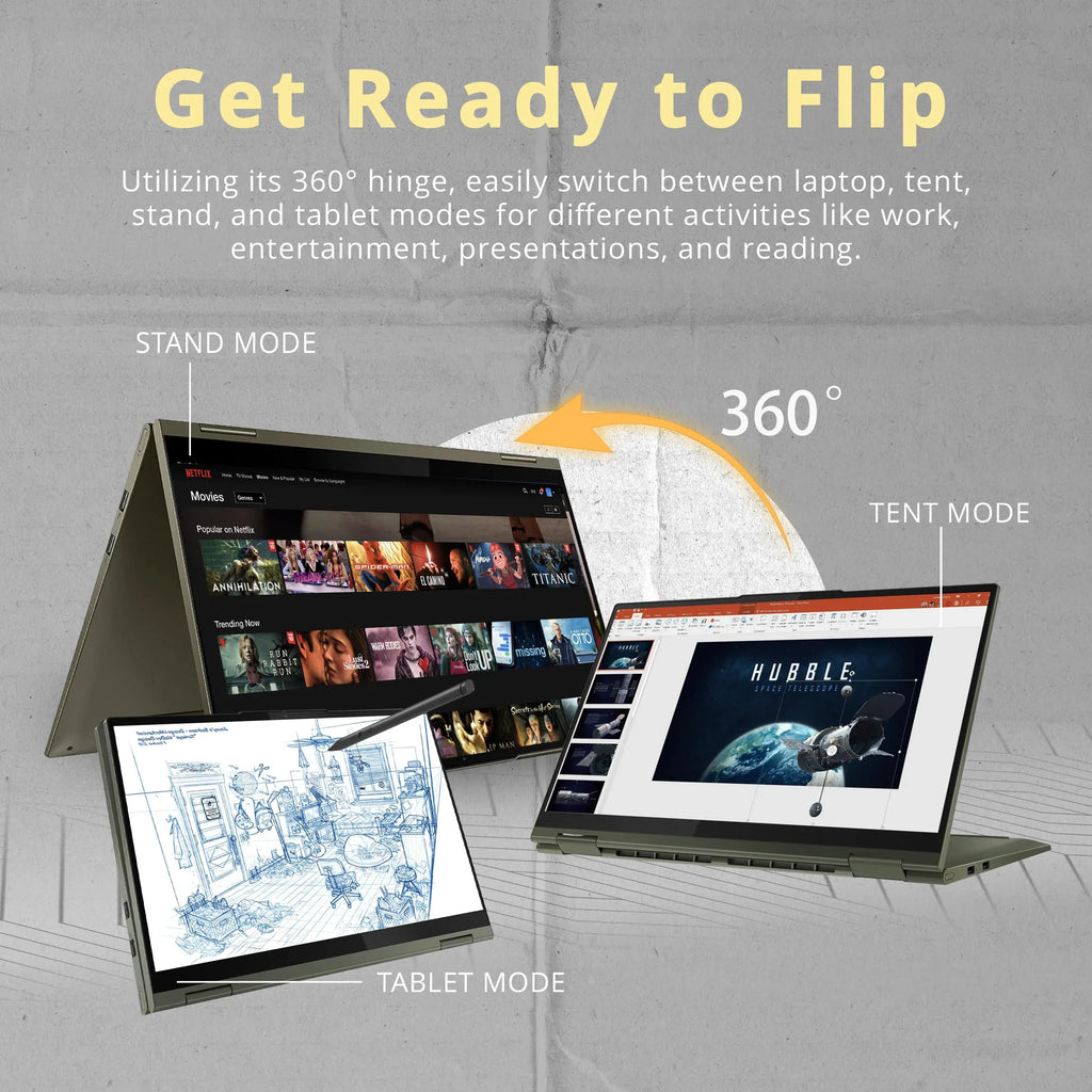 LENOVO Yoga 7i 2-in-1 360° 15.6" Touch Screen Notebook, Microprocessor Evo Platform Core i7 1165G7, 12GB RAM, 1TB PCIe SSD, Microprocessor Iris Xe Graphics, Backlit Keyboard, Win 11, Dark Moss, 32GB USB Card