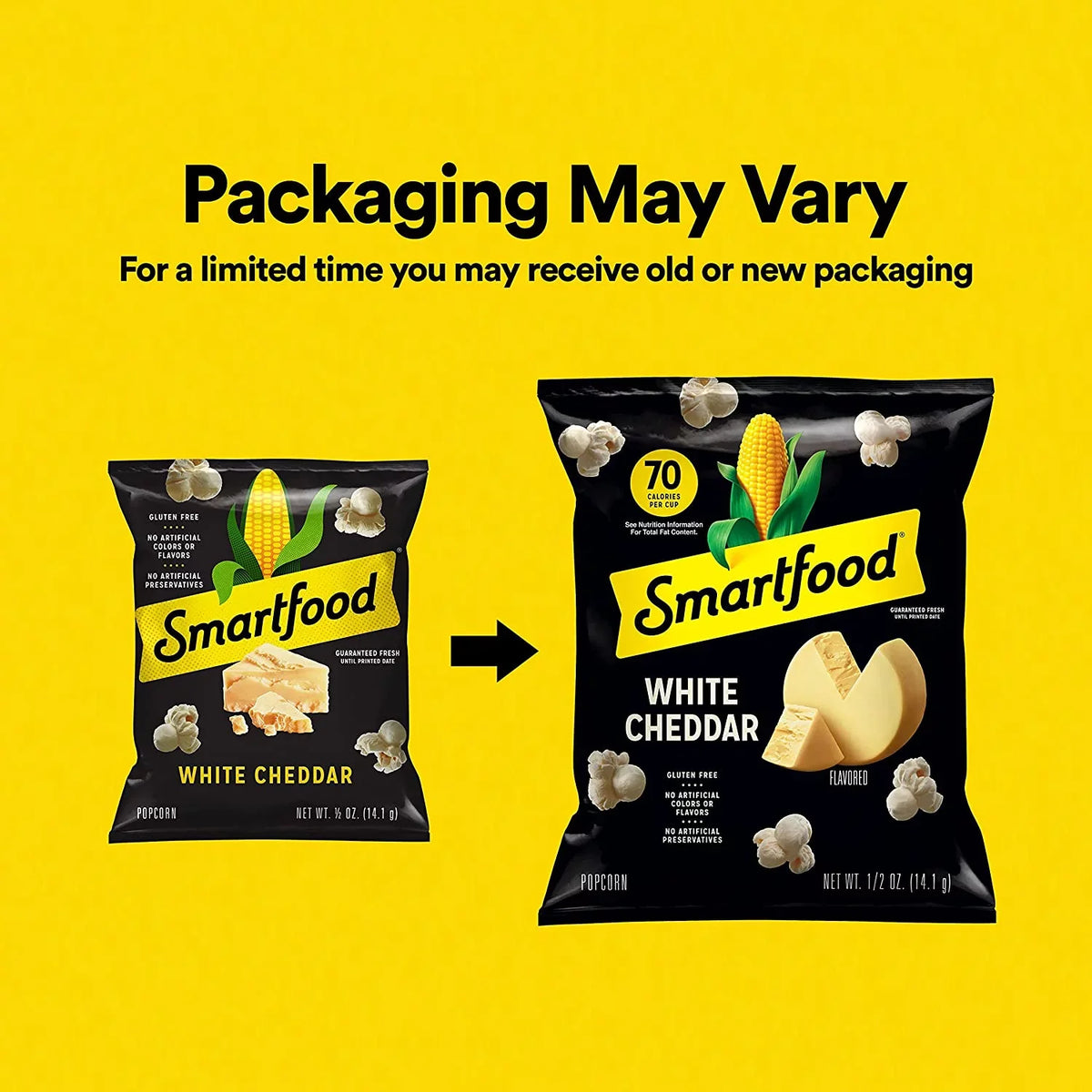 (2 pack) Smartfood White Cheddar, Kettle Corn & Movie Theater Butter Flavor Variety Pack Popcorn Snacks, 0.5 oz Bags, 40 Count Multipack