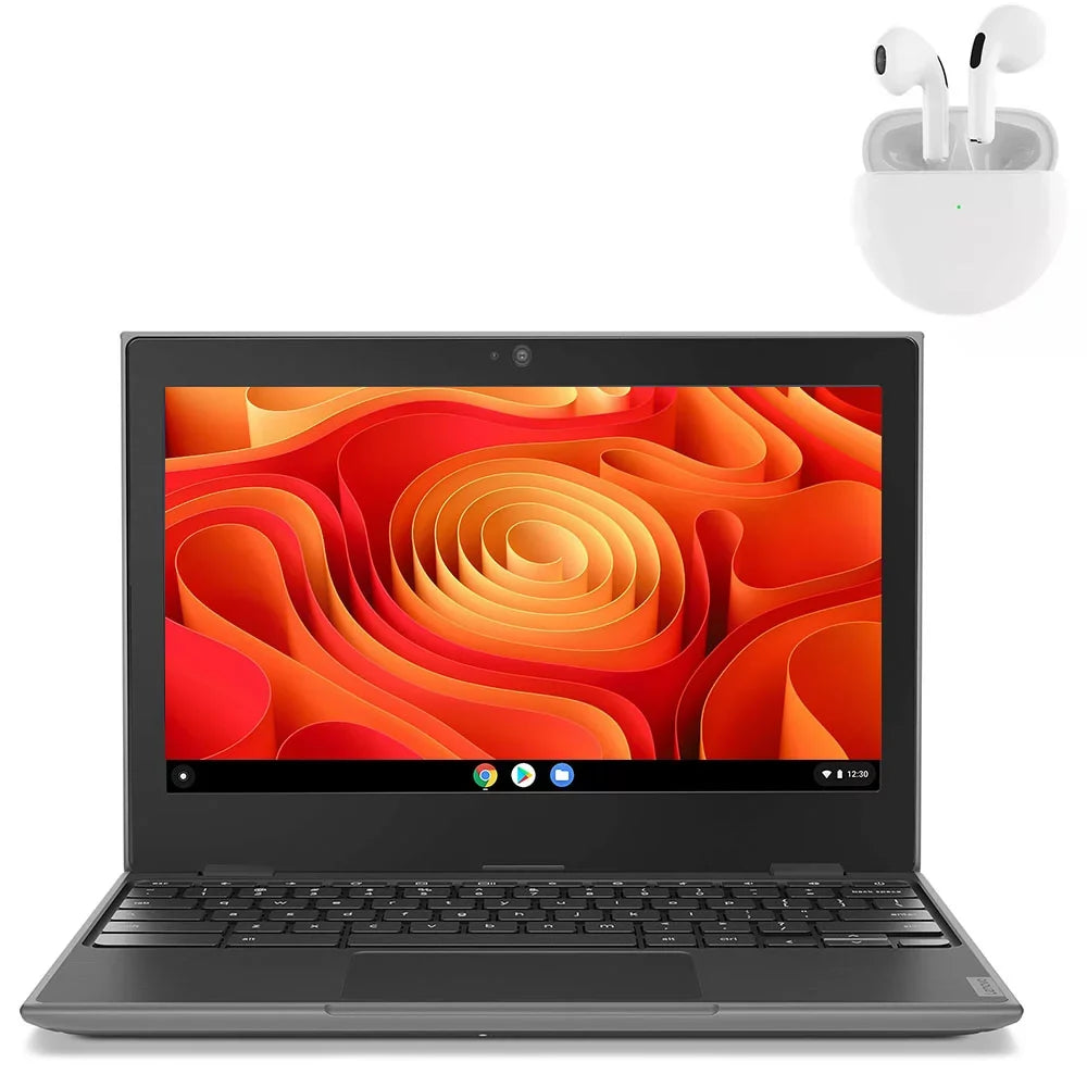 PreOwned Lenovo 100e Notebook 11.6" Processor Processor 4GB RAM 64GB SSD Windows 10 Pro with Wireless Earbuds (scratch and dent)