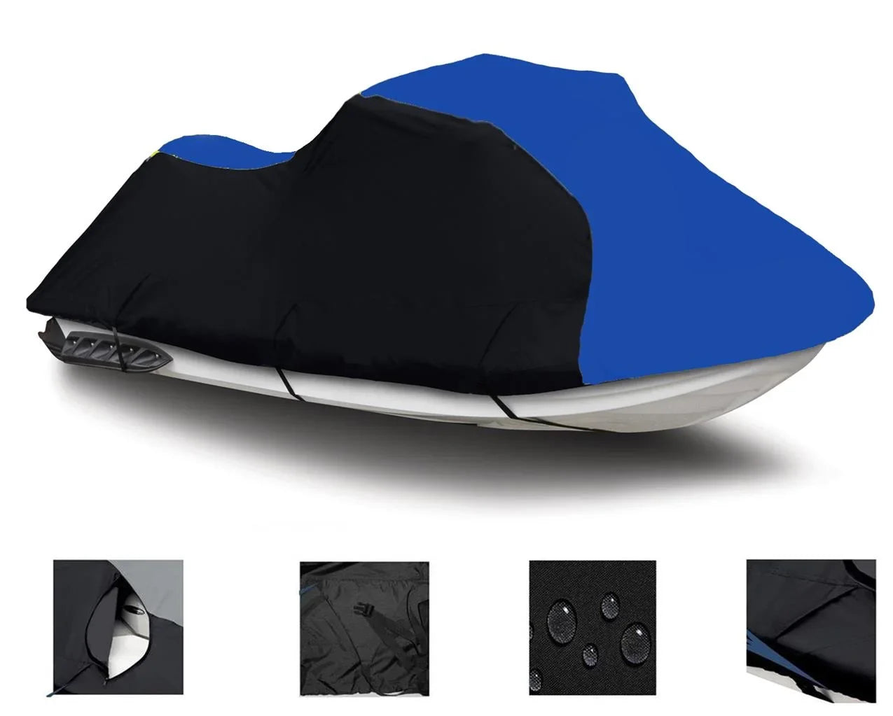 BLACK / BLUE HEAVY-DUTY, PWC 600D JET SKI Cover Compatible for Polaris SLH 1997 1998 1999 2000 2001 1-2 Seater
