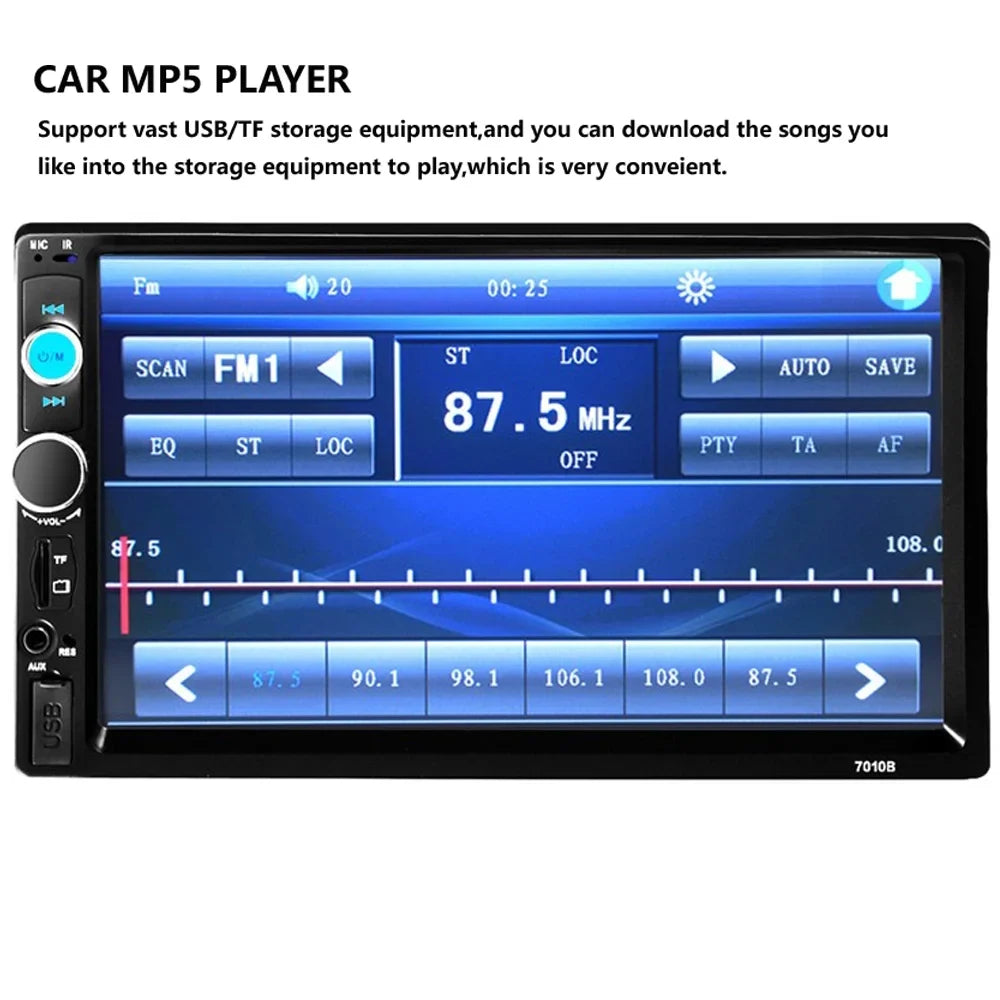 Polarlander Double Din Car Stereo Car Audio 7-inch HD Touch Screen Car radio Player Bluetooth with Multimedia SD USB FM AUX MP5/4/3 Mirror Link Function
