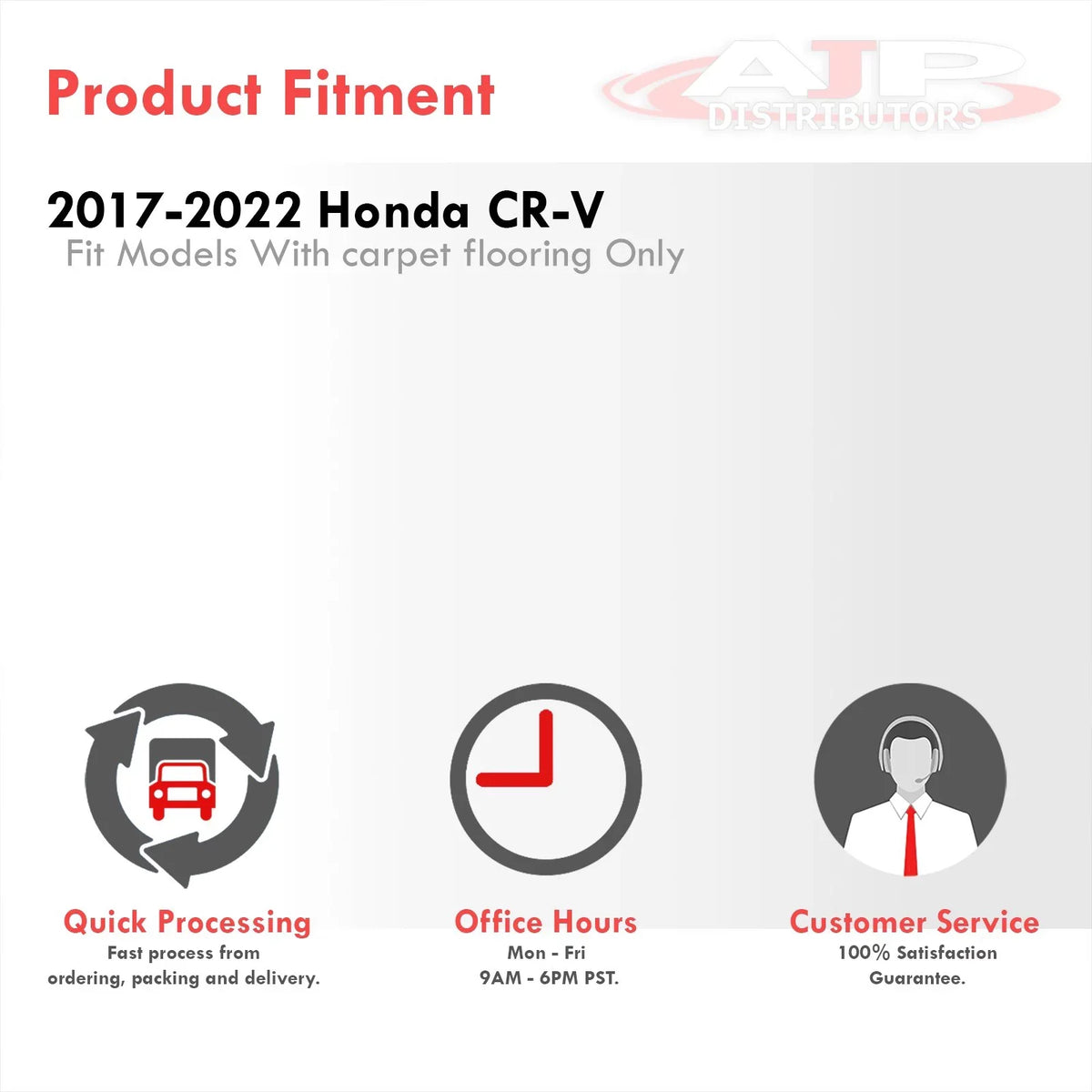 AJP Distributors 3-Piece All Weather Season Proof Guard TPE Rubber Floor Mats Liner Front Rear Set Compatible/Replacement For Honda CR-V CRV SUV RW RT 2017 2018 2019 2020 2021 2022 17 18 19 20 21 22
