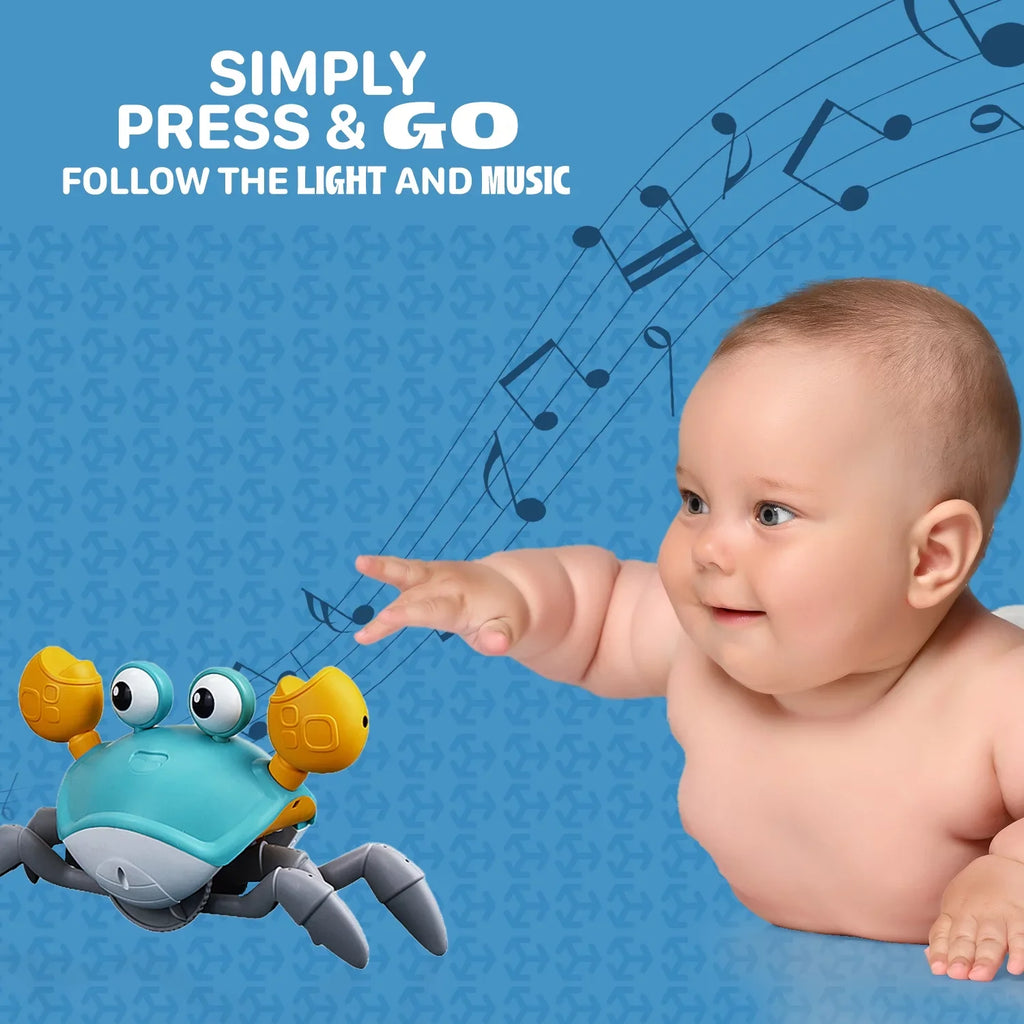Boxgear Crawling Crab Baby Toy – Tummy Time Toys for Babies – Cute Interactive Baby Toys with Light and Music Functions – Crawling Baby Toy for Sensory Development, Learning