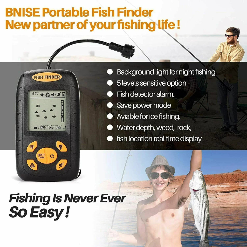 Jahy2Tech Portable Fish Finder Echo Sonar Alarm Sensor Transducer - Enhance Your Fishing Experience with Advanced Technology