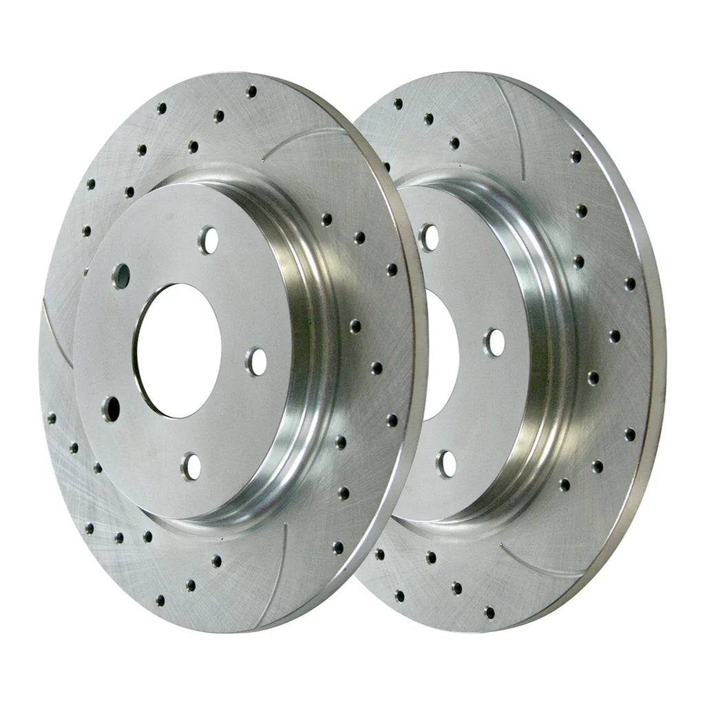 AutoShack Front and Rear Drilled Slotted Brake Rotors Silver and Ceramic Pads Kit Replacement for VW Routan 2012-2020 Dodge Grand Caravan Journey 2012-2016 Chrysler Town & Country 2013-2015 Ram C/V V6