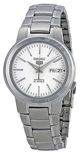 Seiko SNKA01 Men's 5 Automatic White Dial Stainless Steel Bracelet Watch