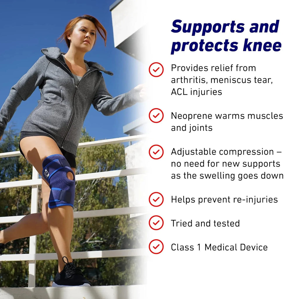 Neo-G Knee Support, Open Patella – Knee Support for Knee Pain Arthritis, Joint Pain Relief, Meniscus tear, runners knee, patella injuries – Knee support for women and men - Adjustable Compression
