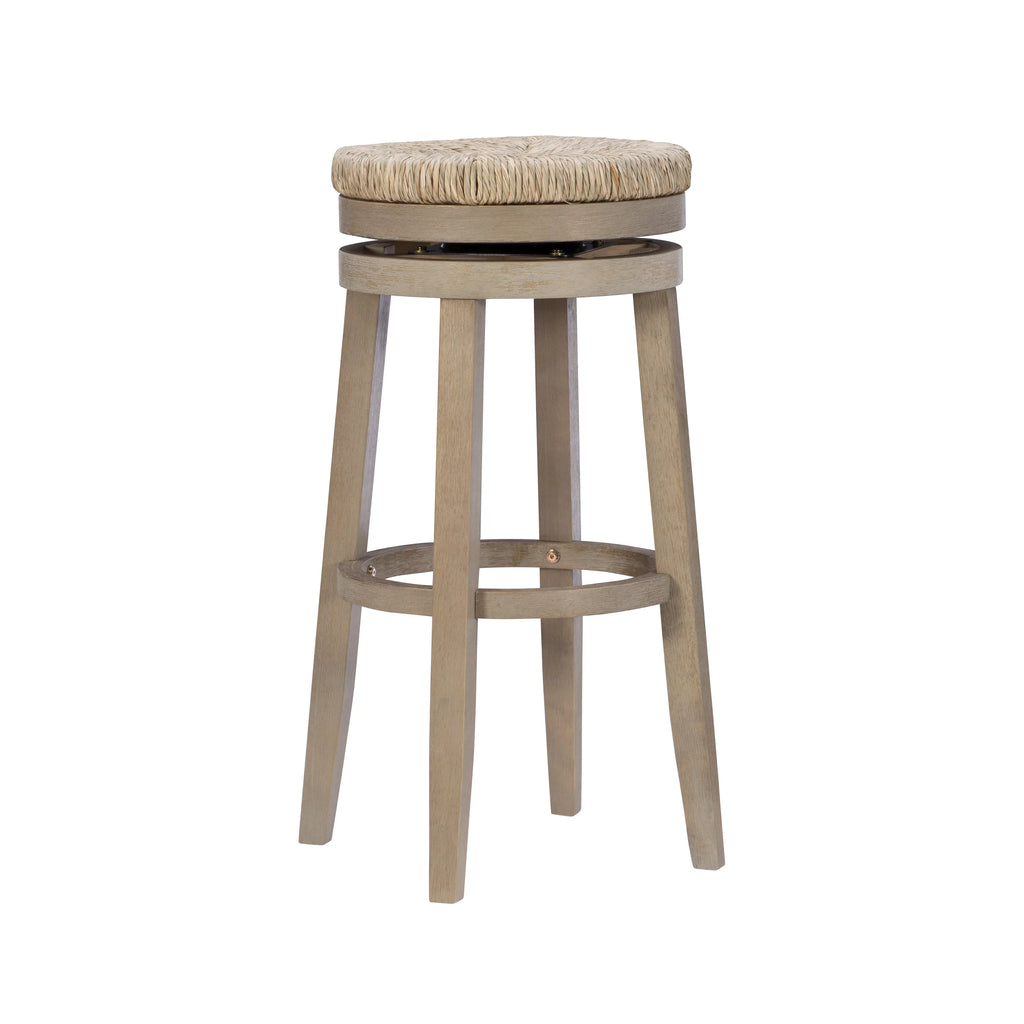 Morgan 31.5" Backless Bar Stool with Swivel, Natural with Natural Rush