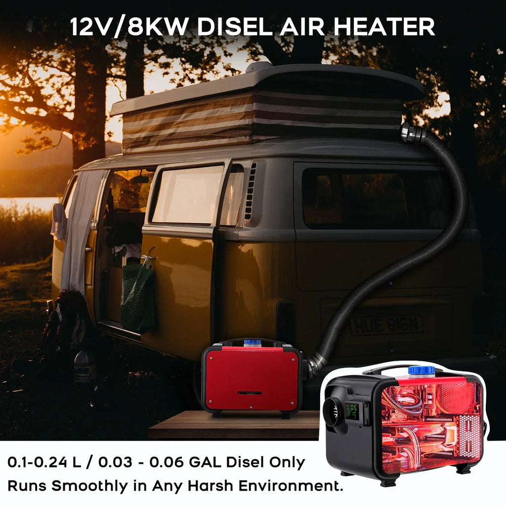 Tropow 12V 5KW Diesel Air Heater, Portable and Convenient Integrated Parking Heater Heating, All-in-one Single Hole with Remote Control Blue LCD Monitor for Car Trucks Boat Bus RV and Trailer