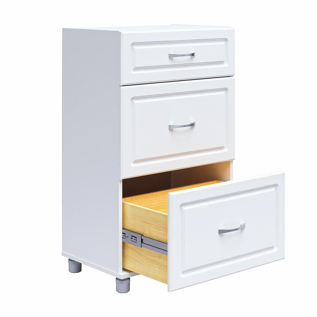 Systembuild Evolution Kendall 24" 3 Drawer Base Garage Storage Cabinet, White