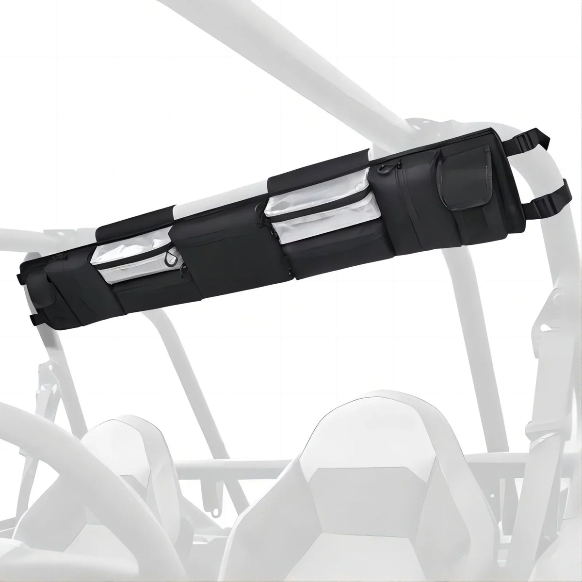 MICTUNING UTV Roll Cage Organizer, Cargo Rear Storage Bag Gear Tool Bag with Multiple Pockets Compatible