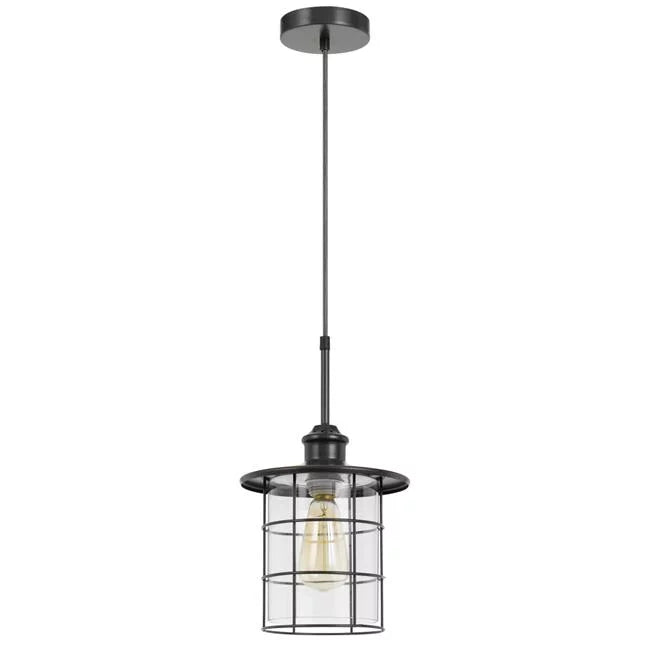 Cal Lighting  Silverton Metal & Glass Pendant Fixture - Dark Bronze - 8.50 x 8.50 x 15 in