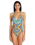 New  9452-2 Jessica Simpson Surfside TyeDye Lace Back Maillot 1Piece Swimsuit, S $104