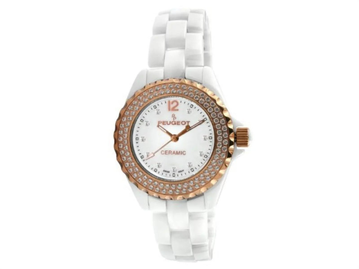 Women's PS4892WR Swiss Ceramic Swarovski Crystal White Dial Watch