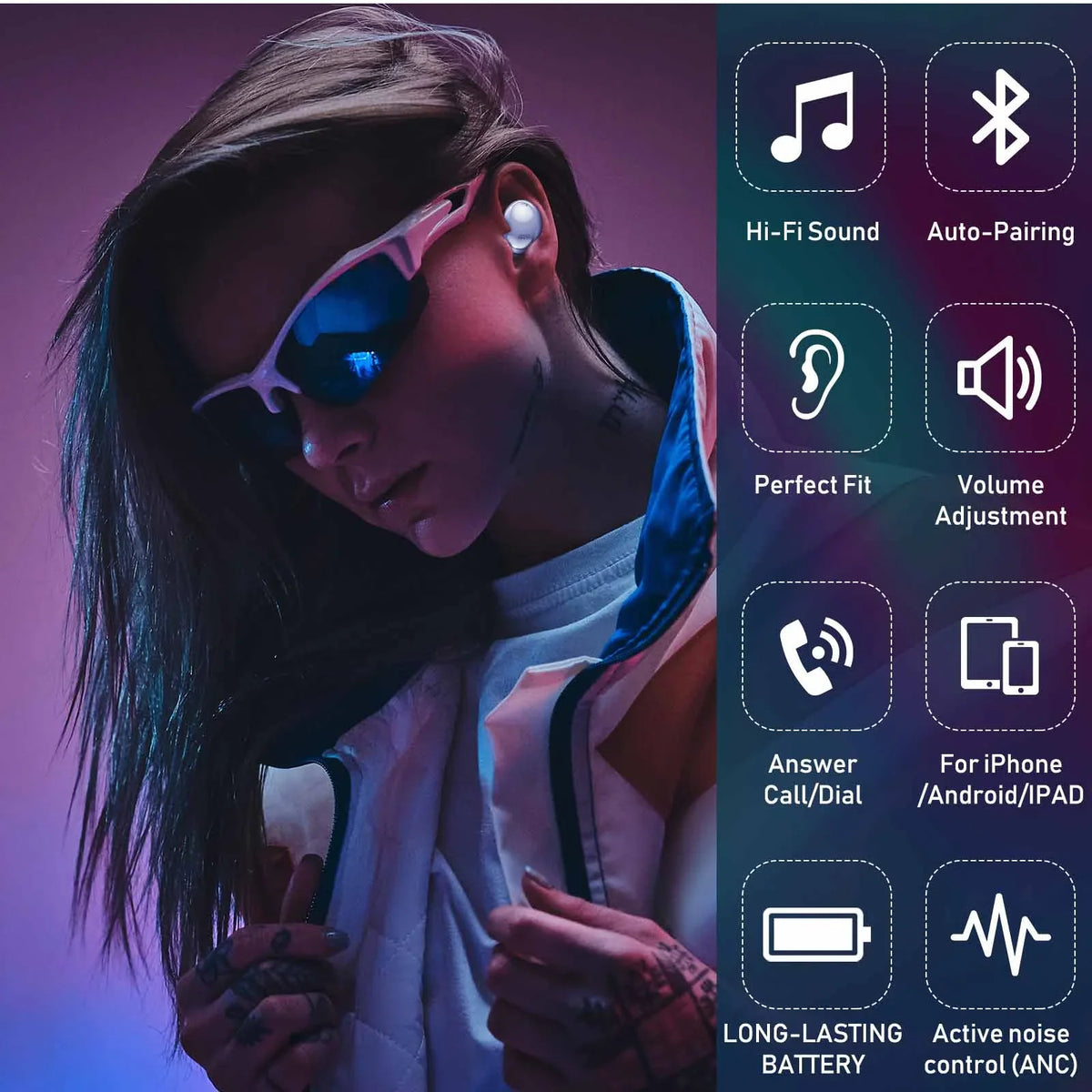 UrbanX Street Buds Pro Bluetooth Earbuds for Sony Xperia 10 II True Wireless, Noise Isolation, Charging Case, Quality Sound, Water Resistant (US Version) - Amethyst Purple