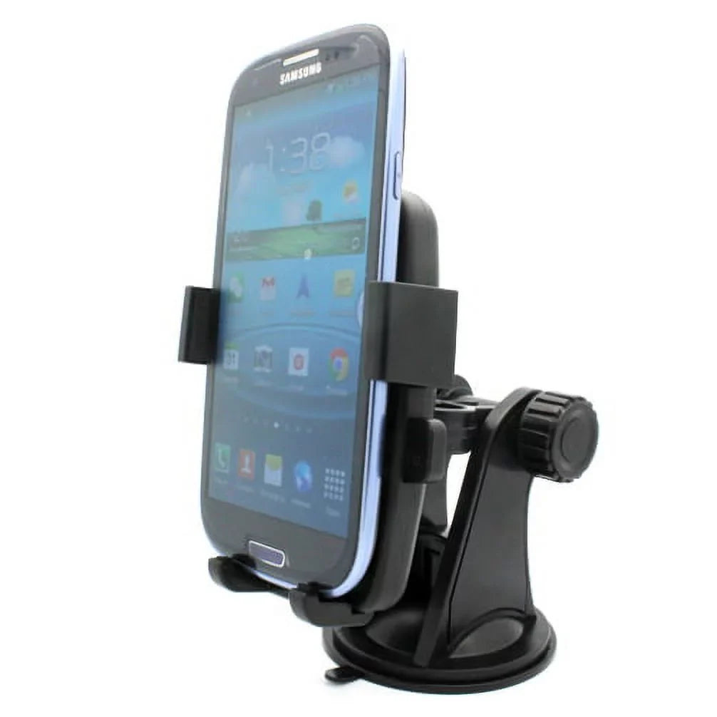 Easy Mount Rotating Car Windshield Phone Holder Cradle Stand Window Glass Dock Suction Black ALW for Samsung Galaxy Mega 2 Note 2 On5 Prevail LTE S4, S5 Active, Mini Sport (SM-G860P) S6 Active S906L