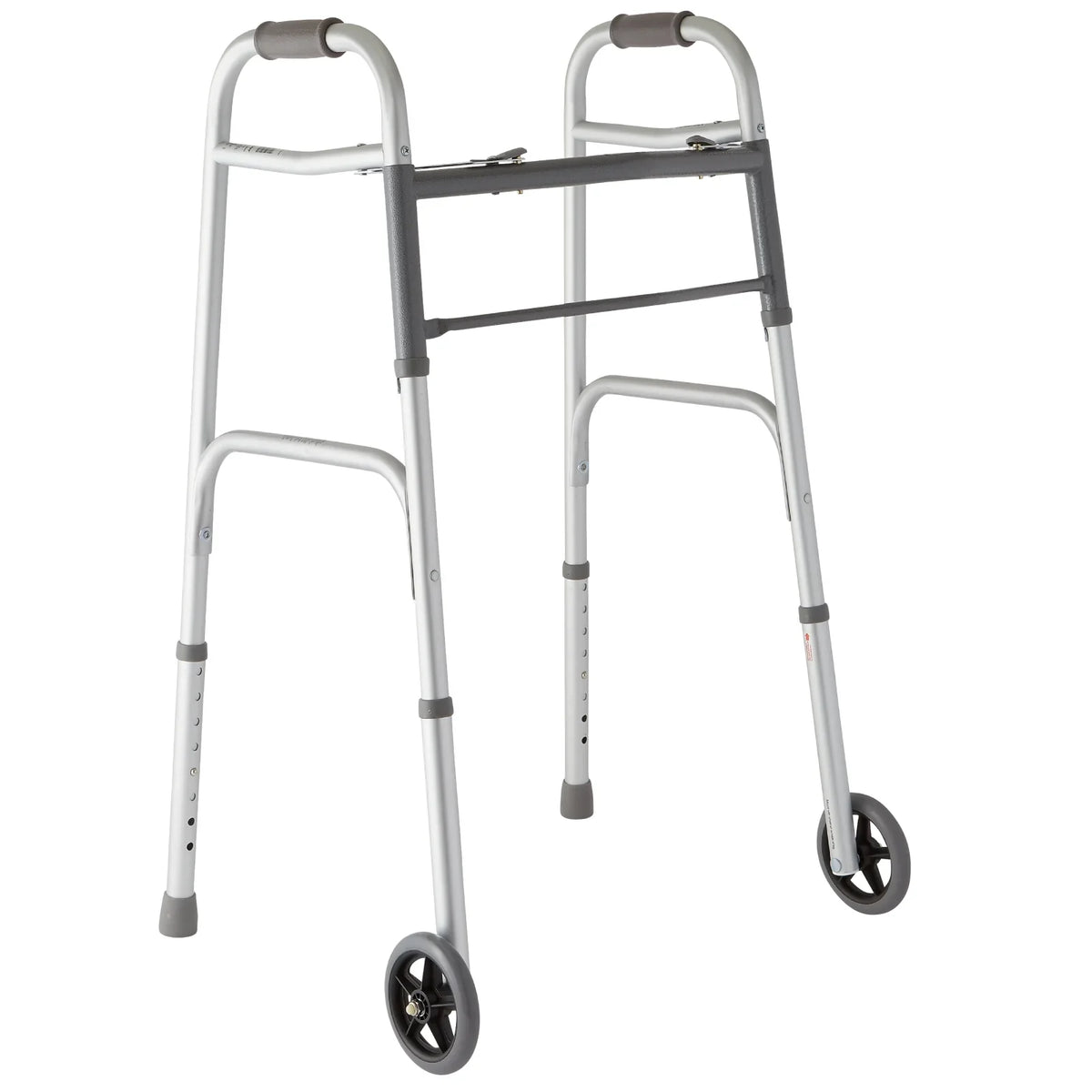 Medline Lightweight Folding Walker with 5” Wheels, Aluminum Frame Supports up to 300 lbs.
