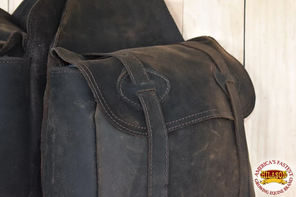 98HS Leather Horse Saddle BagÂ Leather Chap For Trail Hilason