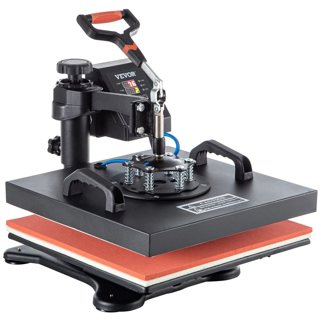 VEVORbrand 6 in 1 Heat Press Machine 15"x15" Combo Digital Multifunctional Sublimation Heat Transfer Machine Dual LED Panel 360 Degree Rotation Swing Away for Printing T Shirts Hat Mug Cap Plate
