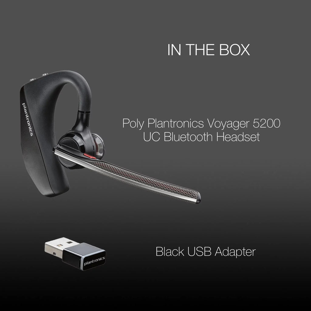Plantronics Voyager 5200-UC Bluetooth Headset - 206110-01 - Compatible with Smartphones, PC, MaC, Softphones, Tablets