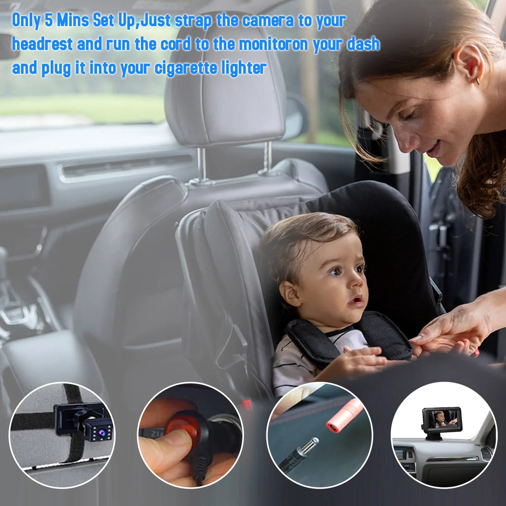 ammoon Invigilator Baby Car Mirror, Night Vision Monitor with 4.3'' Screen Wide View Angle, Picture Clarity