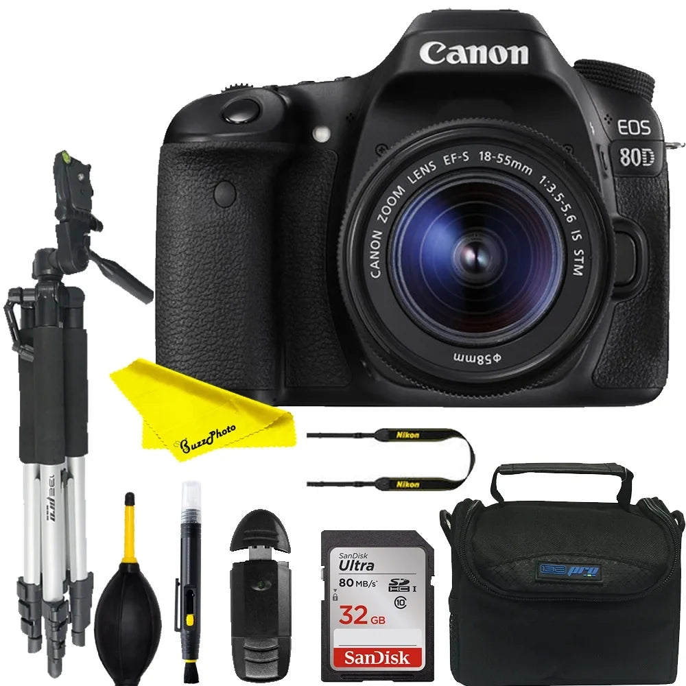 Canon EOS 80D DSLR Camera Intermediate Bundle  with 18-55mm Lens+24.2MP APS-C CMOS sensor and DIGIC 6 image processor
