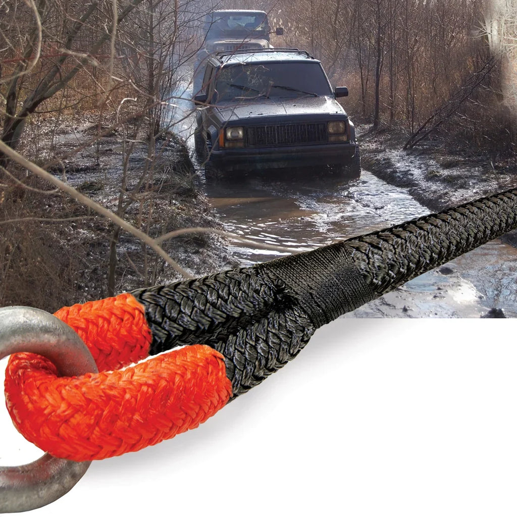 VULCAN Off-Road Recovery Rope, 1-1/4 inch x 30 foot, Orange Eyes, 52300 Lbs Breaking Strength, Bag
