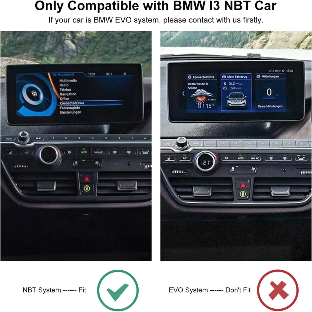 Road Top Wireless Carplay Retrofit Kit Decoder for BMW i3 I01 NBT System 2012-2017 Year, Support Android Auto, Mirrorlink, Reverse Camera, Original Car Knob Control
