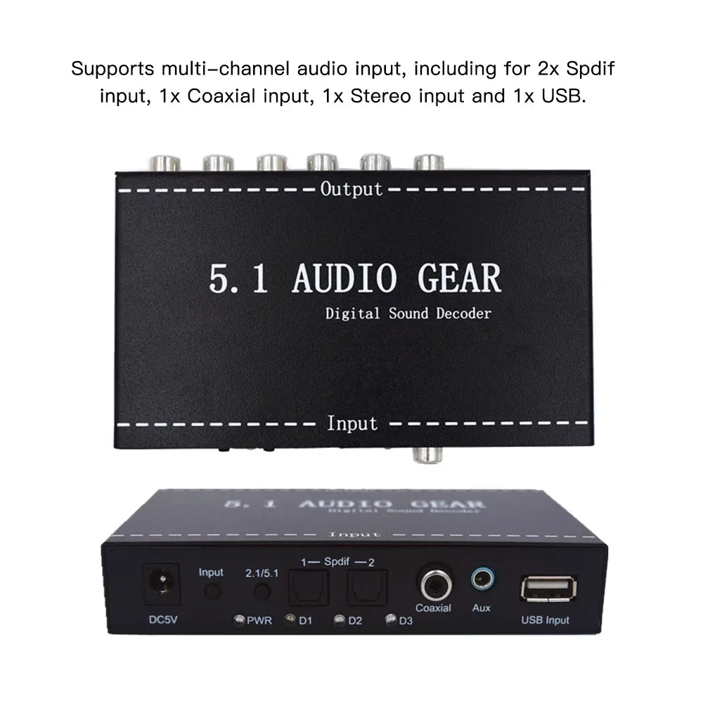 Anself NK-A6L 5.1 Audio Gear Digital Sound Decoder Audio Converter 3.5mm Audio Output Replacement for Dolby Digital AC-3 Plug