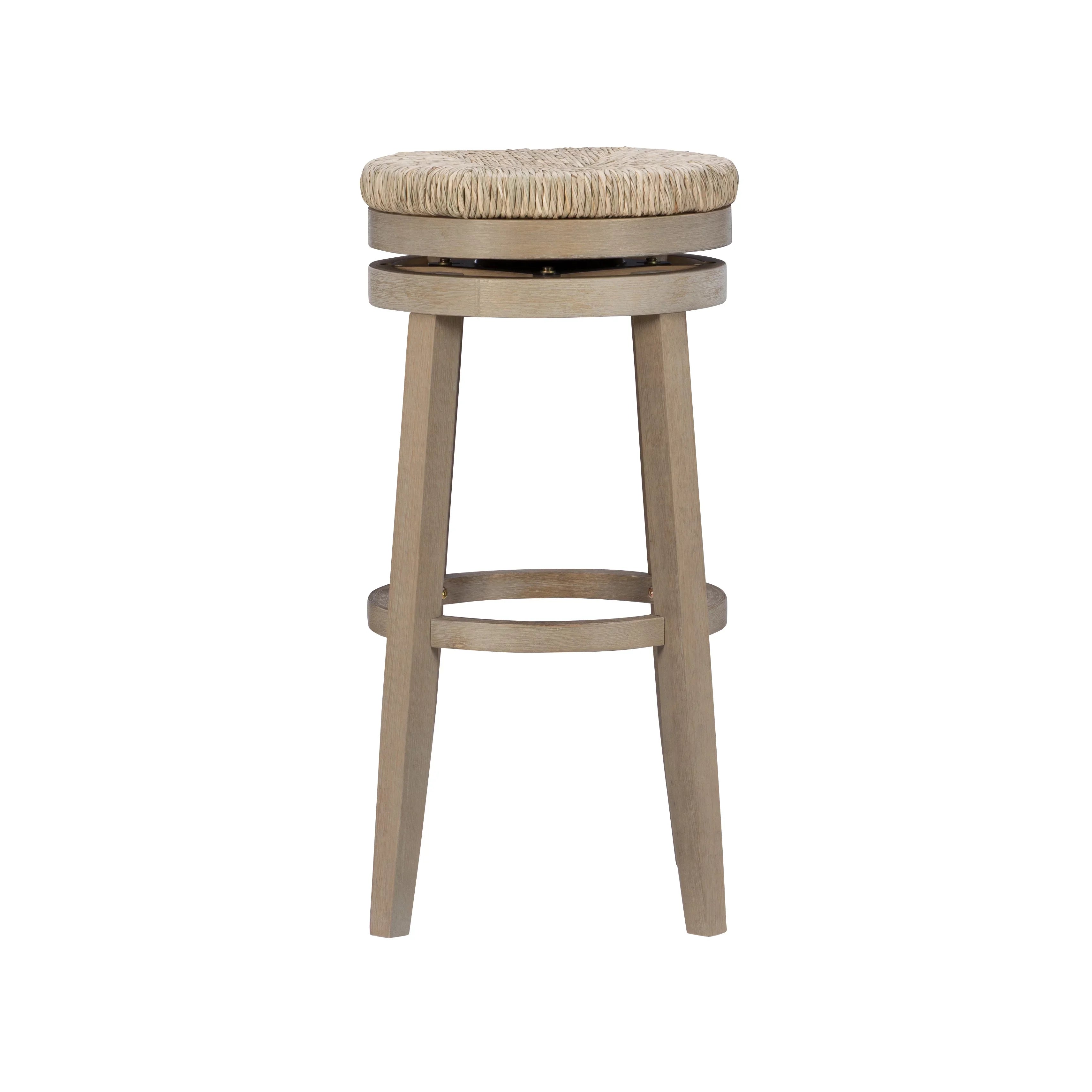 Morgan 31.5" Backless Bar Stool with Swivel, Natural with Natural Rush