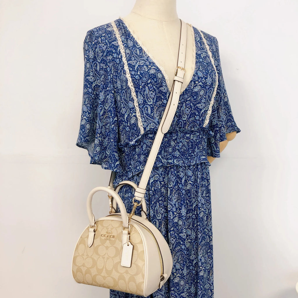 Coach CA591 Sydney Satchel In Signature Canvas IN LIGHT KHAKI CHALK