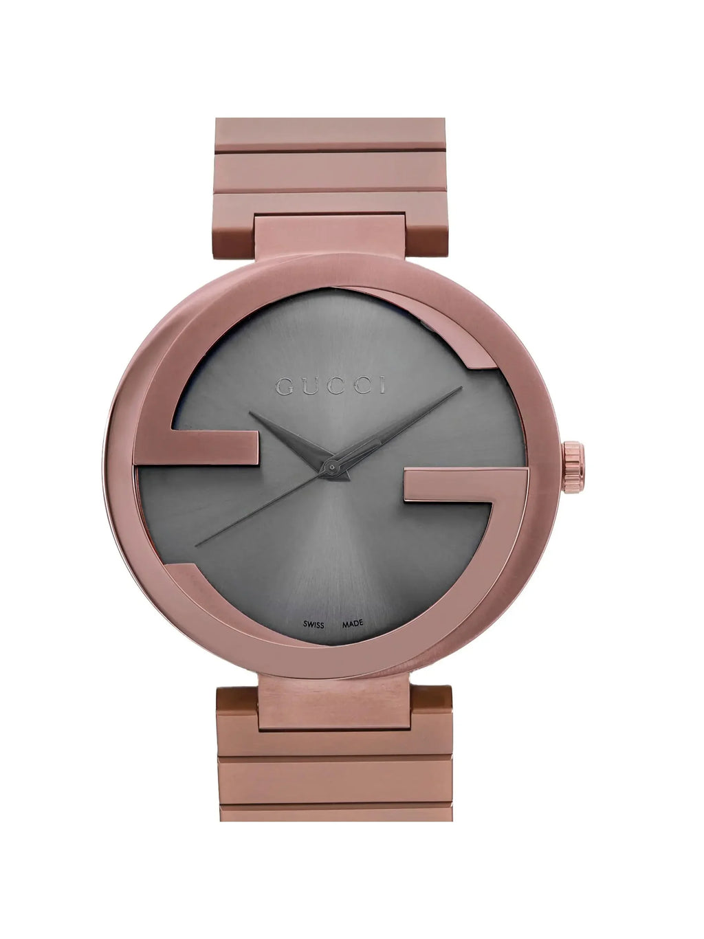New Gucci Interlocking XL PVD 42mm Steel Brown Dial Men Quartz Watch YA133211
