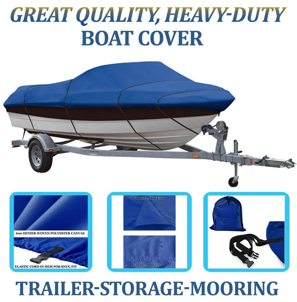 BLUE, GREAT QUALITY BOAT COVER Compatible for FOUR WINNS HORIZON 183 FISH & SKI I/O 06 07