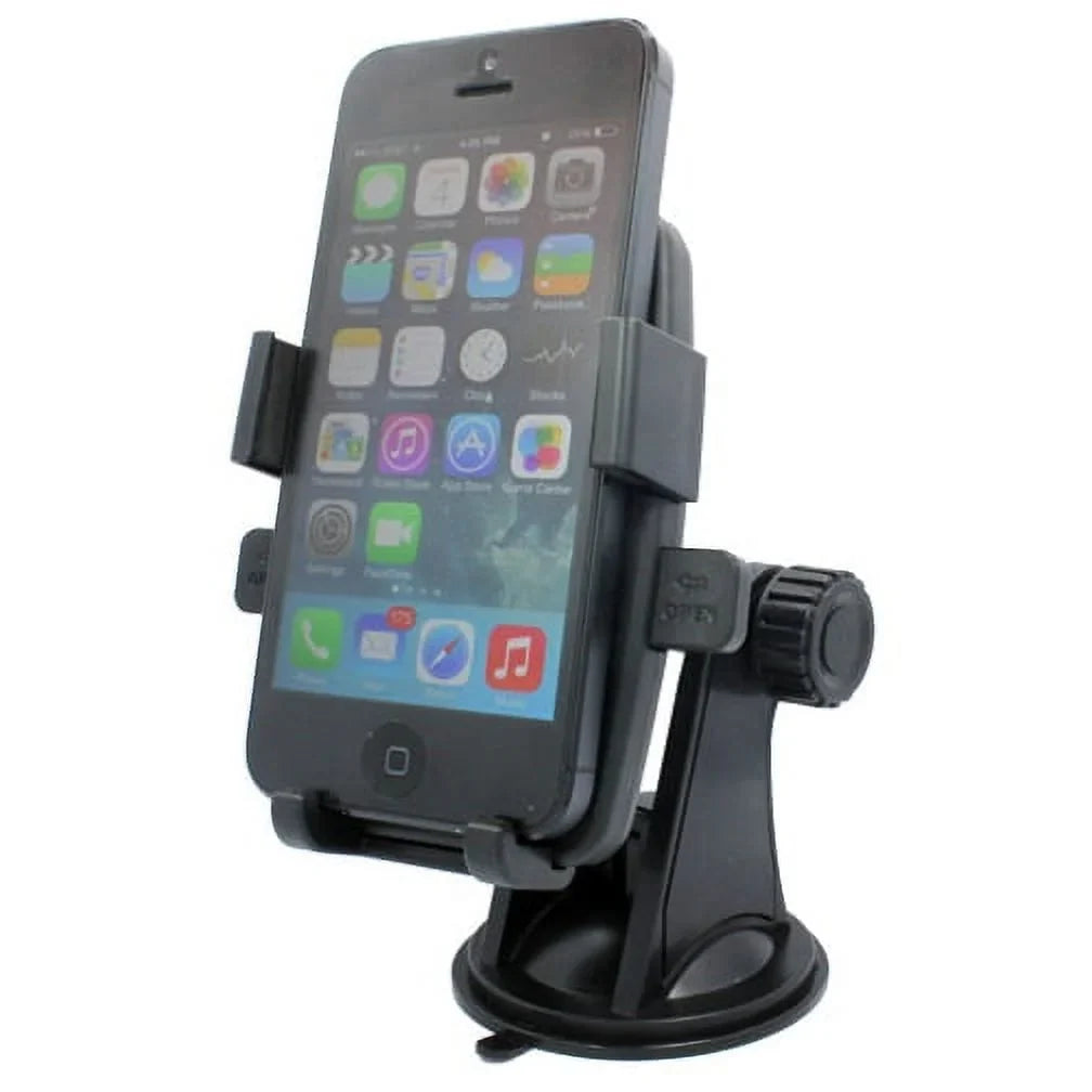 Easy Mount Rotating Car Windshield Phone Holder Cradle Stand Window Glass Dock Suction Black ALW for Samsung Galaxy Mega 2 Note 2 On5 Prevail LTE S4, S5 Active, Mini Sport (SM-G860P) S6 Active S906L