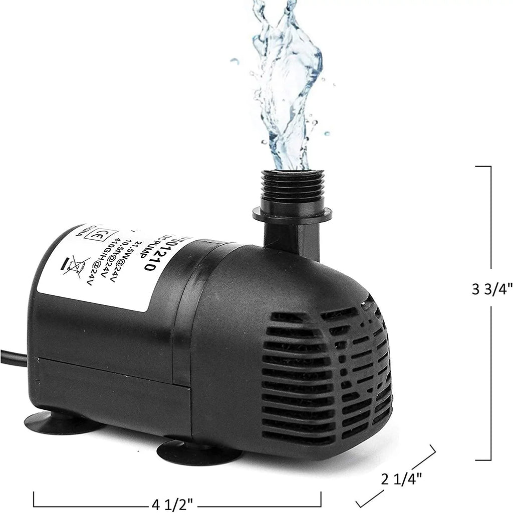 12V - 24V DC Brushless Submersible Water Pump, 410GPH, for Solar Fountain, Fish Pond, and Aquarium 410GpH 1 Pack