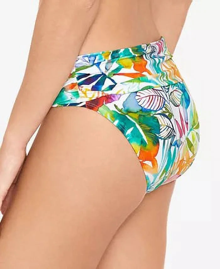 LAUREN RALPH LAUREN Tropical Caribbean Wide Banded Shirred Hipster Bottoms Multicolored 8