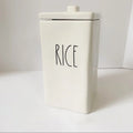 Rae Dunn Ceramic Canister RICE  LL Letter Ceramic Square Canister with Lid