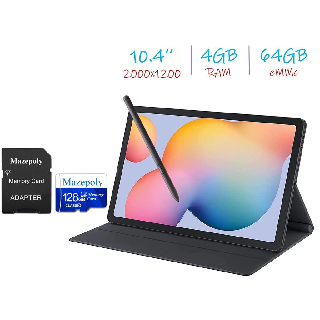 Samsung Galaxy Tab S6 Lite 10.4'' WiFi Tablet Bundle, 4GB RAM, 64GB Storage, Bluetooth, Android 10, S Pen, Tablet Cover with Mazepoly Accessories