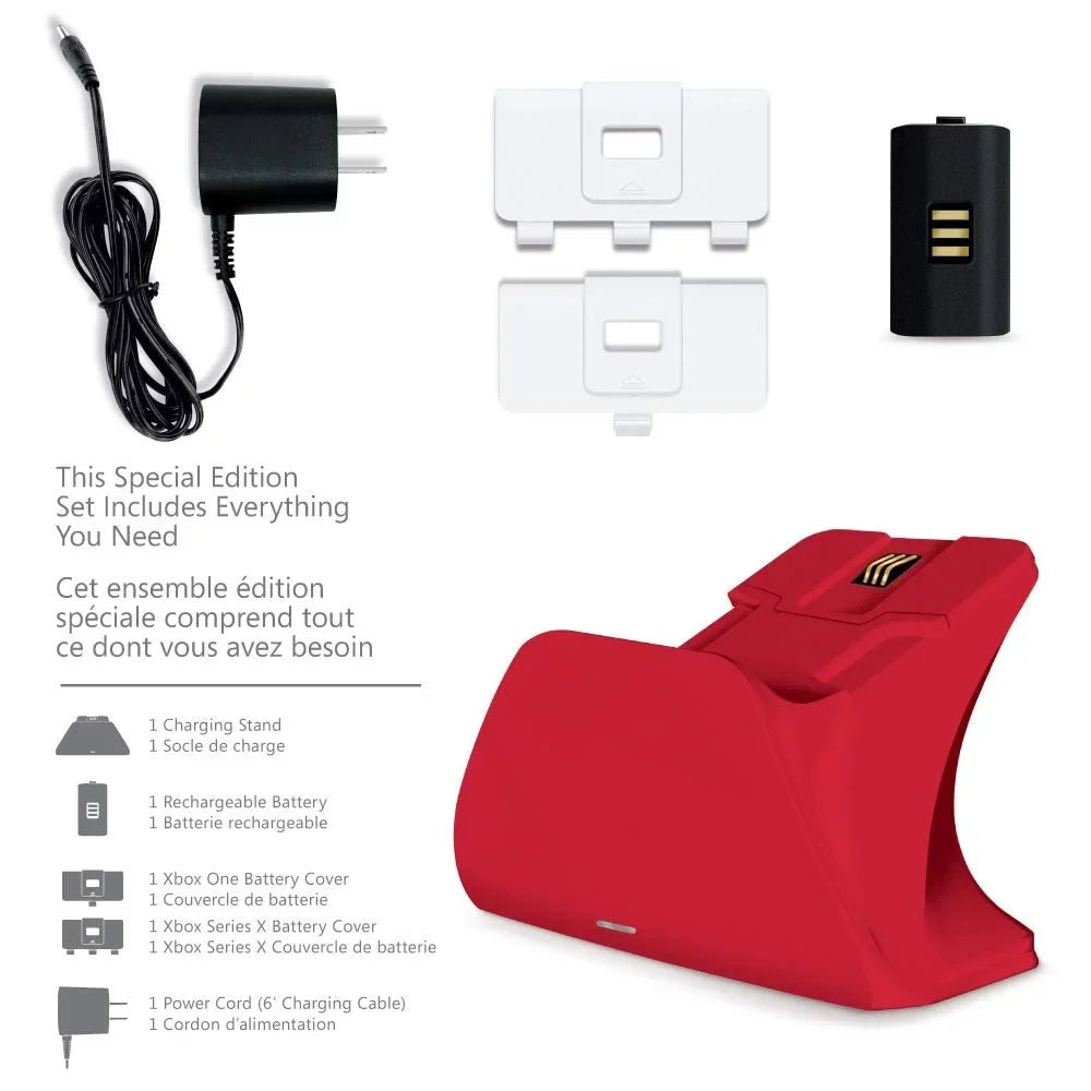 Controller Gear Pulse Red Universal Xbox Pro Charging Stand with 1100 Mah Rechargeable Battery, Charging Station for Xbox Series XS and Xbox One