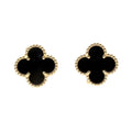Pre-Owned Van Cleef & Arpels Van Cleef Arpels Onyx Vintage Alhambra K18YG Yellow Gold Earrings (Good)