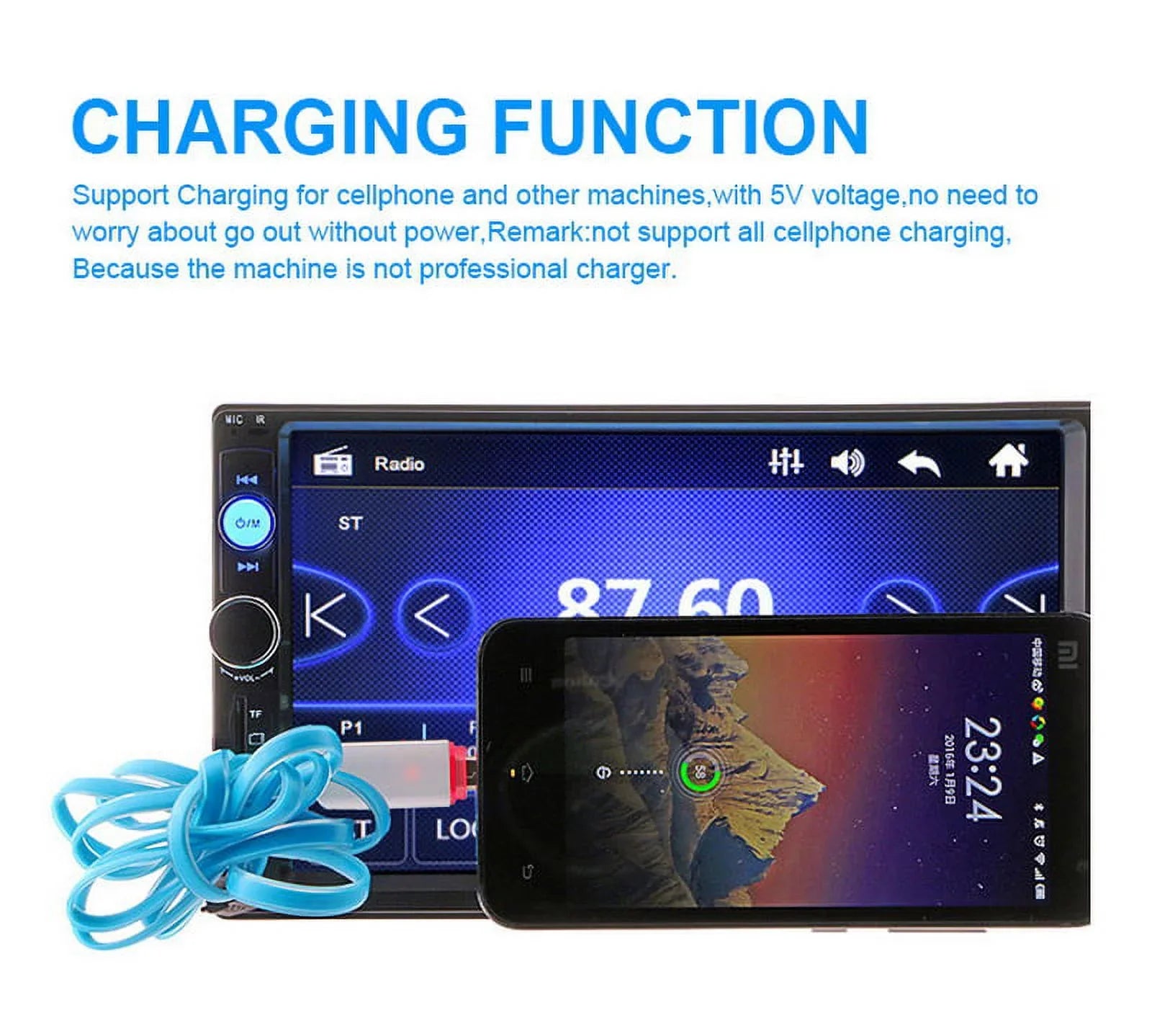 Polarlander Double Din Car Stereo Car Audio 7-inch HD Touch Screen Car radio Player Bluetooth with Multimedia SD USB FM AUX MP5/4/3 Mirror Link Function