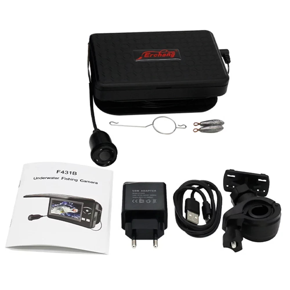 MIXFEER Portable Underwater Fishing Waterproof 720P Fish Finder with 4.3 Inch LCD Panel for Ice Lake Sea Boat Fishing