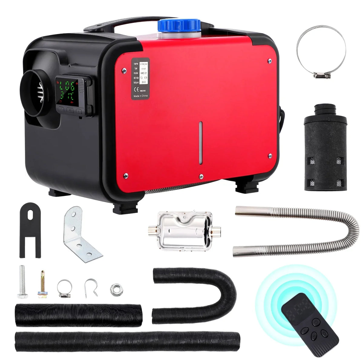 Tropow 12V 5KW Diesel Air Heater, Portable and Convenient Integrated Parking Heater Heating, All-in-one Single Hole with Remote Control Blue LCD Monitor for Car Trucks Boat Bus RV and Trailer