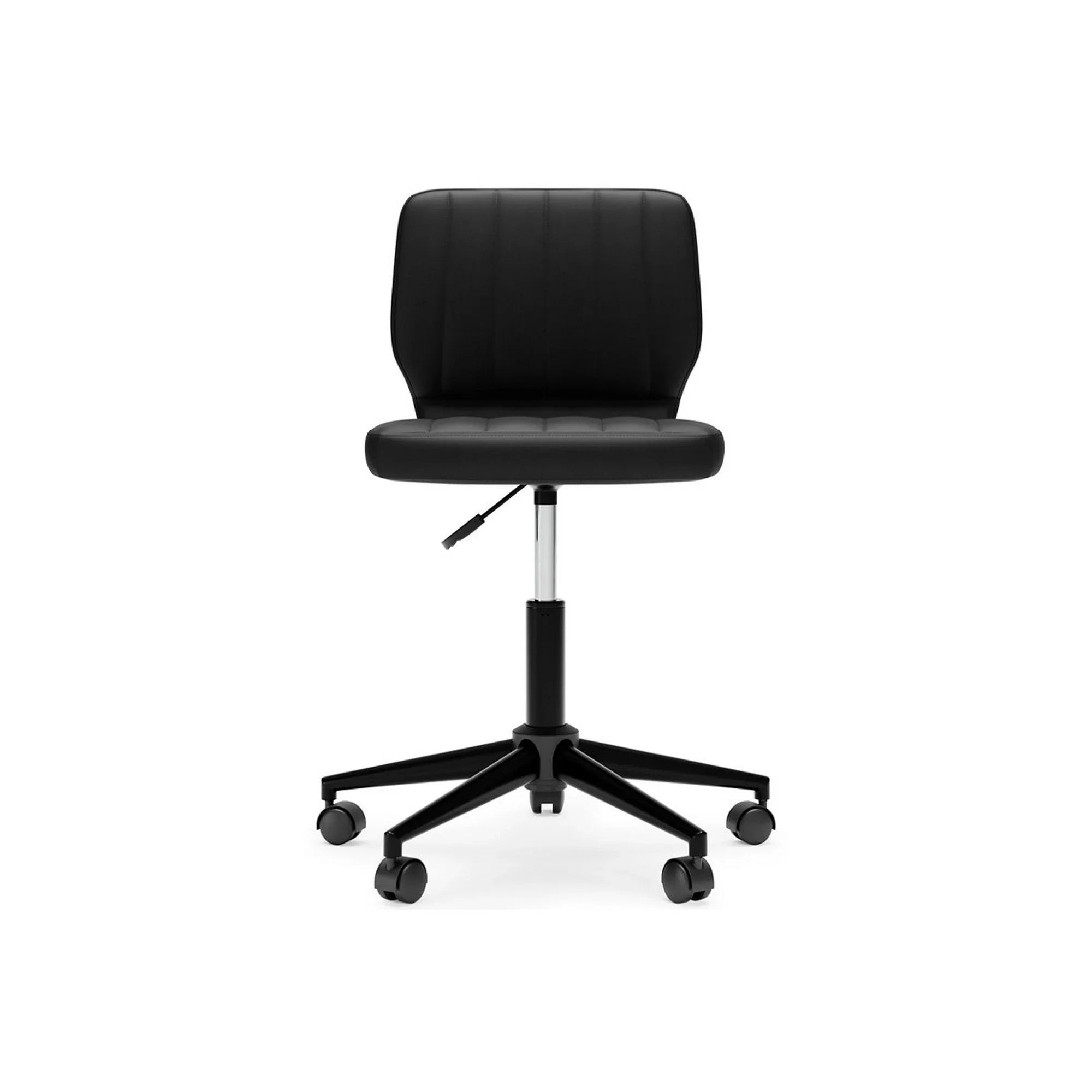 Sara 18 Inch Modern Swivel Office Chair, Faux Leather, Chanel Tufted, Black