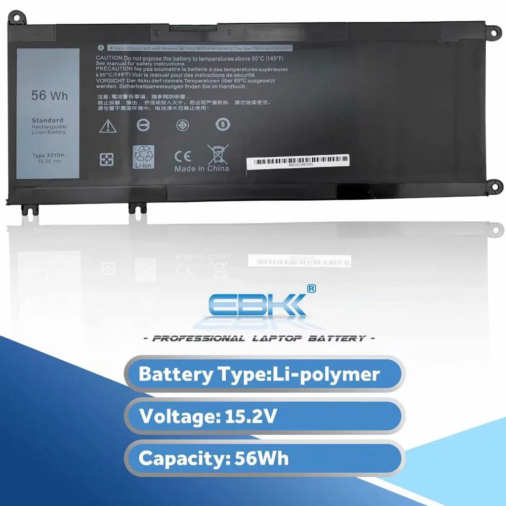 33YDH 15.2V 56Wh New Portable PC Battery for Dell Inspiron 7778 Inspiron 7779 Inspiron 7586 Inspiron 7559 Inspiron 7570 Inspiron 17 7788 Inspiron 13 7353 Series PVHT1