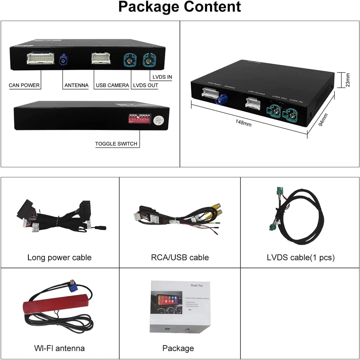 Road Top Wireless Carplay Retrofit Kit Decoder for BMW i3 I01 NBT System 2012-2017 Year, Support Android Auto, Mirrorlink, Reverse Camera, Original Car Knob Control