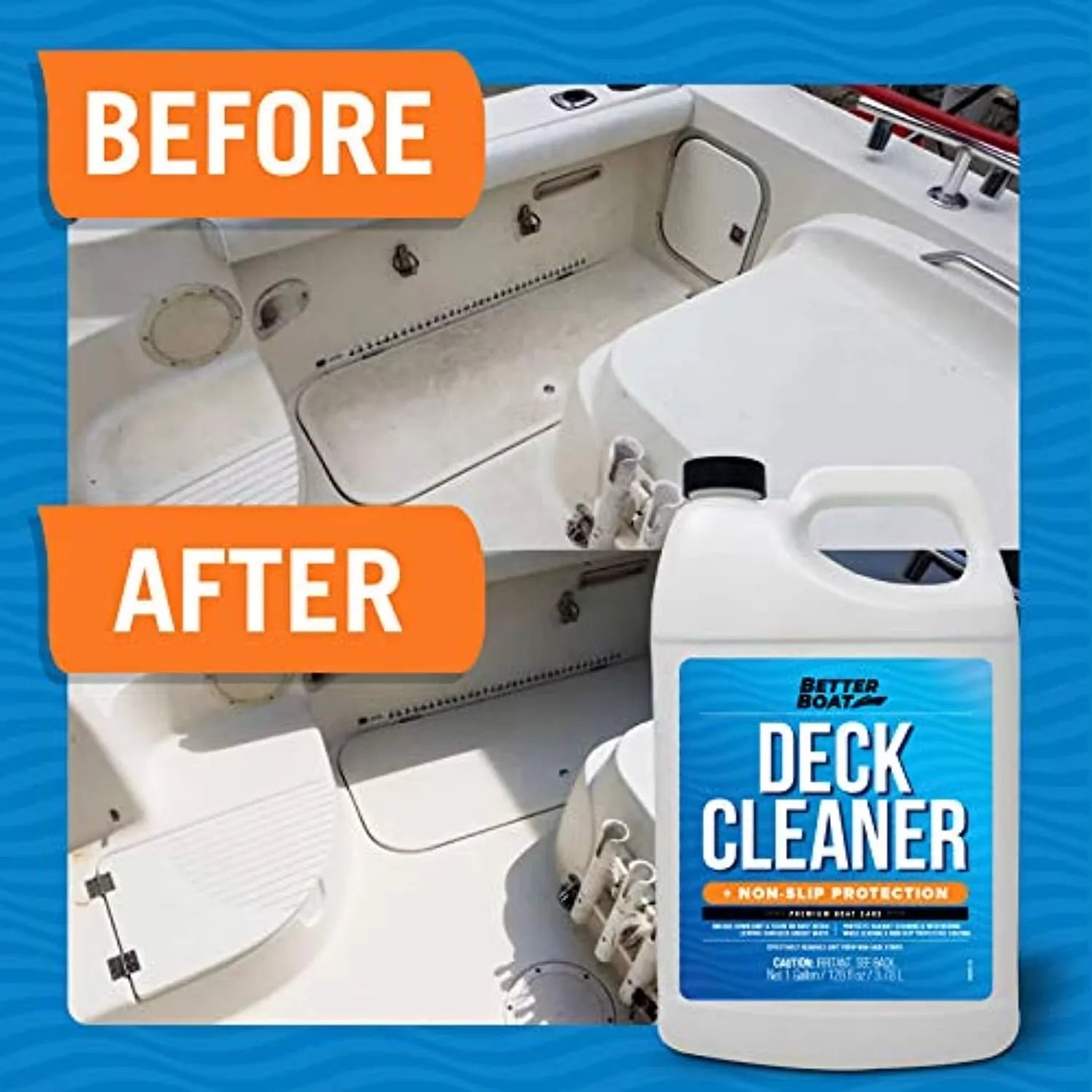 Boat Non Skid Cleaner Deck Cleaner for Boat Wash Soap Marine Grade Fiberglass Aluminum Boat Cleaner to Clean Anti Stick Surface, Plastic, Vinyl Composite Floor & Hull Sealant Cleaning Supplies Gallon