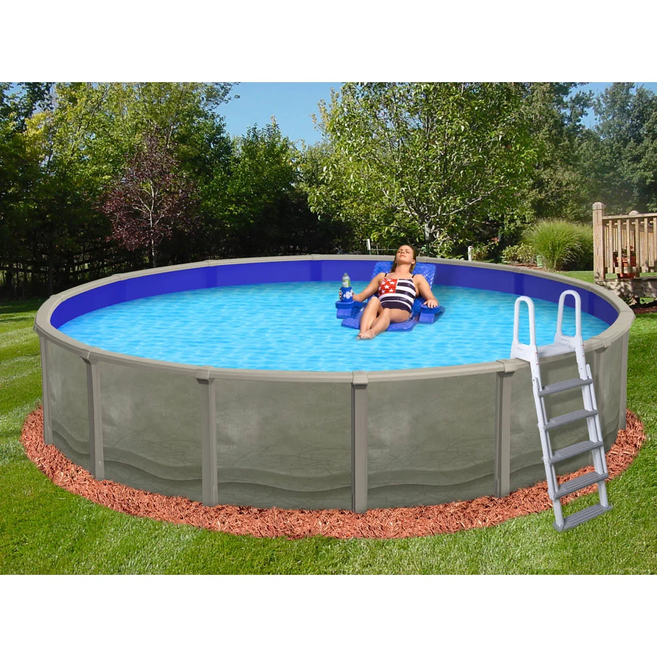 Bluewave Trinity 18' Round 52-In Deep Steel Wall Pool W/ 7-In Top Rail