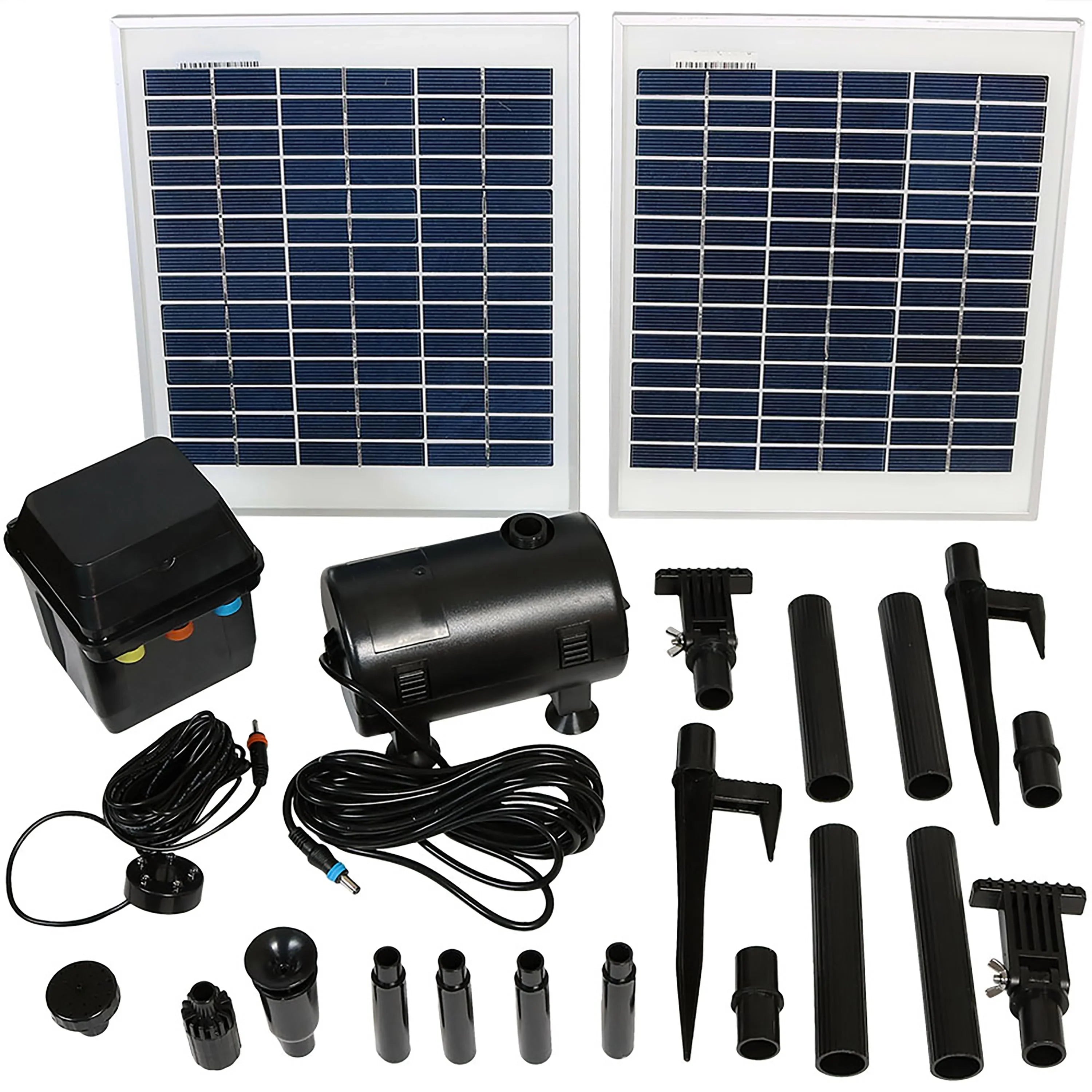 Sunnydaze Solar Pump and Panel Kit with Battery Pack and LED Light - 396 GPH - 120" Lift